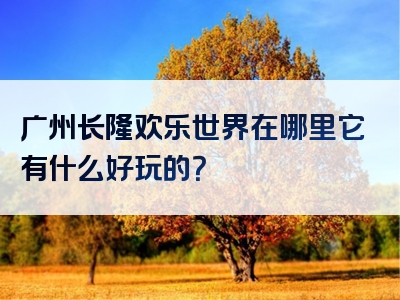 广州长隆欢乐世界在哪里它有什么好玩的？