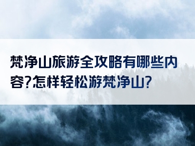 梵净山旅游全攻略有哪些内容？怎样轻松游梵净山？