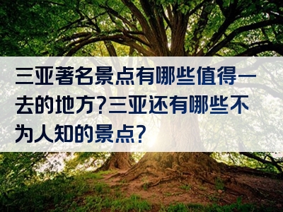 三亚著名景点有哪些值得一去的地方？三亚还有哪些不为人知的景点？