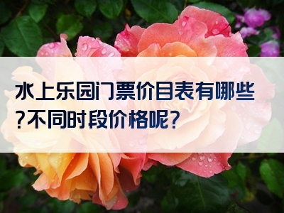水上乐园门票价目表有哪些？不同时段价格呢？
