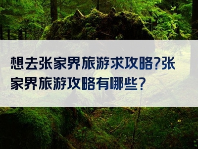 想去张家界旅游求攻略？张家界旅游攻略有哪些？