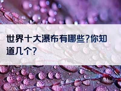 世界十大瀑布有哪些？你知道几个？