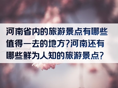 河南省内的旅游景点有哪些值得一去的地方？河南还有哪些鲜为人知的旅游景点？