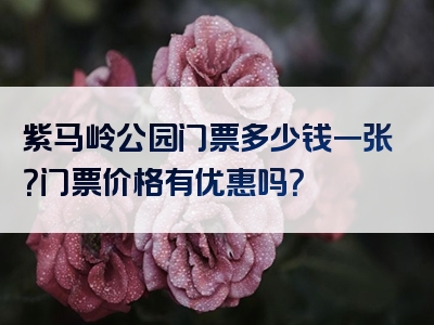 紫马岭公园门票多少钱一张？门票价格有优惠吗？