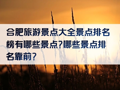 合肥旅游景点大全景点排名榜有哪些景点？哪些景点排名靠前？