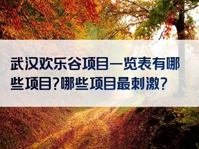 武汉欢乐谷项目一览表有哪些项目？哪些项目最刺激？