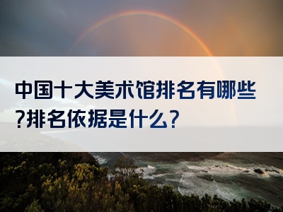 中国十大美术馆排名有哪些？排名依据是什么？