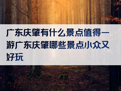 广东庆肇有什么景点值得一游广东庆肇哪些景点小众又好玩
