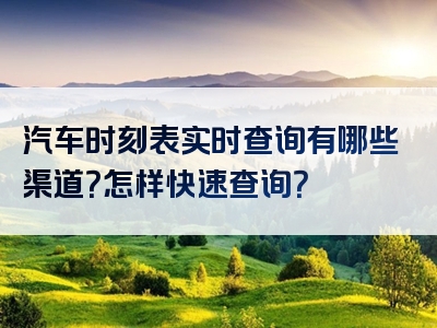 汽车时刻表实时查询有哪些渠道？怎样快速查询？