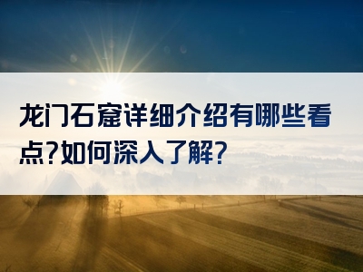龙门石窟详细介绍有哪些看点？如何深入了解？