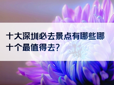 十大深圳必去景点有哪些哪十个最值得去？