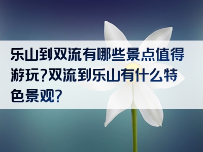 乐山到双流有哪些景点值得游玩？双流到乐山有什么特色景观？