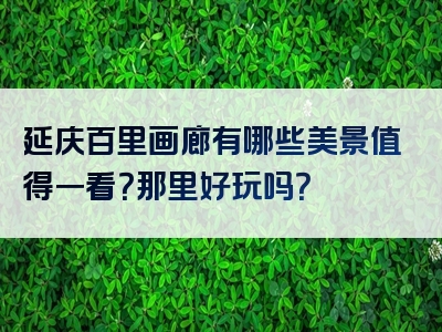 延庆百里画廊有哪些美景值得一看？那里好玩吗？