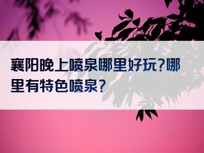 襄阳晚上喷泉哪里好玩？哪里有特色喷泉？