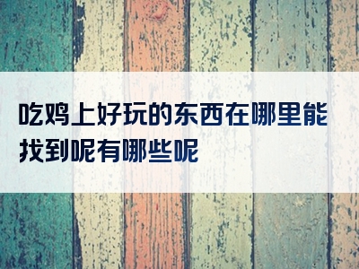 吃鸡上好玩的东西在哪里能找到呢有哪些呢