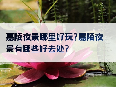 嘉陵夜景哪里好玩？嘉陵夜景有哪些好去处？
