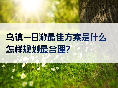 乌镇一日游最佳方案是什么怎样规划最合理？