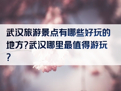 武汉旅游景点有哪些好玩的地方？武汉哪里最值得游玩？