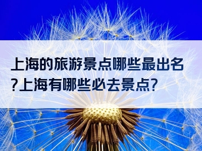 上海的旅游景点哪些最出名？上海有哪些必去景点？