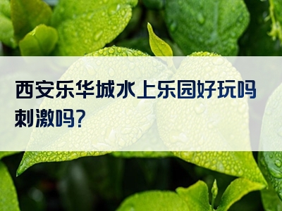 西安乐华城水上乐园好玩吗刺激吗？