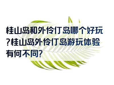 桂山岛和外伶仃岛哪个好玩？桂山岛外伶仃岛游玩体验有何不同？