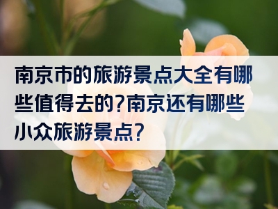 南京市的旅游景点大全有哪些值得去的？南京还有哪些小众旅游景点？