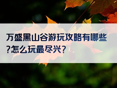 万盛黑山谷游玩攻略有哪些？怎么玩最尽兴？