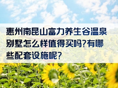惠州南昆山富力养生谷温泉别墅怎么样值得买吗？有哪些配套设施呢？