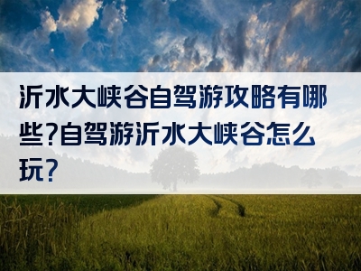 沂水大峡谷自驾游攻略有哪些？自驾游沂水大峡谷怎么玩？