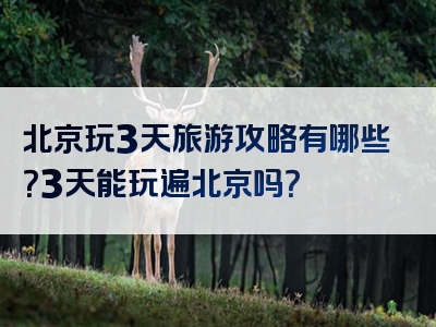 北京玩3天旅游攻略有哪些？3天能玩遍北京吗？