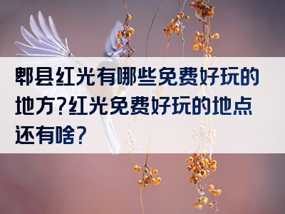 郫县红光有哪些免费好玩的地方？红光免费好玩的地点还有啥？