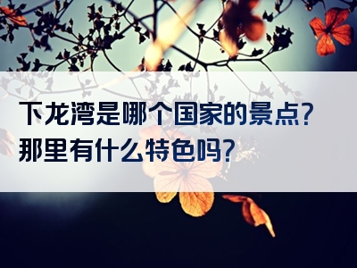下龙湾是哪个国家的景点？那里有什么特色吗？
