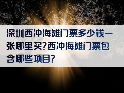 深圳西冲海滩门票多少钱一张哪里买？西冲海滩门票包含哪些项目？