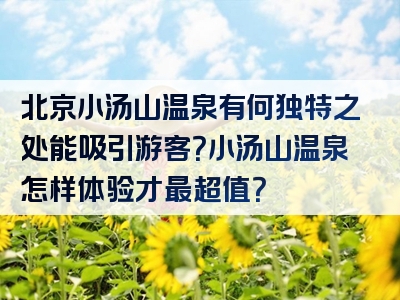 北京小汤山温泉有何独特之处能吸引游客？小汤山温泉怎样体验才最超值？