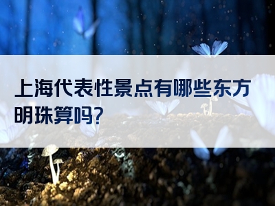 上海代表性景点有哪些东方明珠算吗？