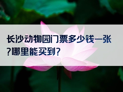 长沙动物园门票多少钱一张？哪里能买到？