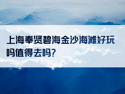 上海奉贤碧海金沙海滩好玩吗值得去吗？