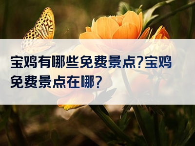 宝鸡有哪些免费景点？宝鸡免费景点在哪？