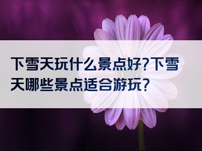 下雪天玩什么景点好？下雪天哪些景点适合游玩？