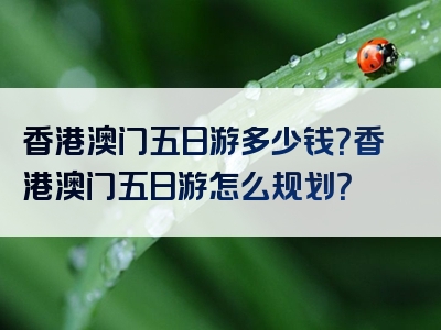 香港澳门五日游多少钱？香港澳门五日游怎么规划？