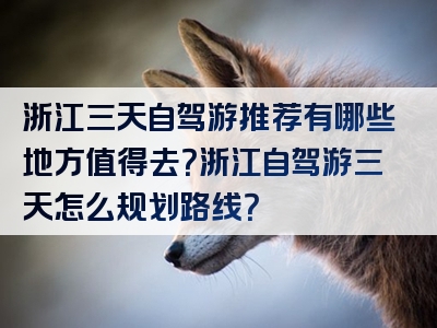浙江三天自驾游推荐有哪些地方值得去？浙江自驾游三天怎么规划路线？