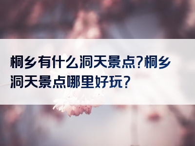 桐乡有什么洞天景点？桐乡洞天景点哪里好玩？