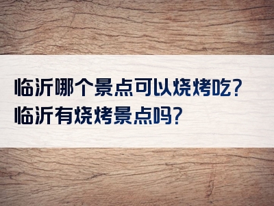临沂哪个景点可以烧烤吃？临沂有烧烤景点吗？
