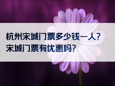 杭州宋城门票多少钱一人？宋城门票有优惠吗？