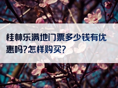 桂林乐满地门票多少钱有优惠吗？怎样购买？
