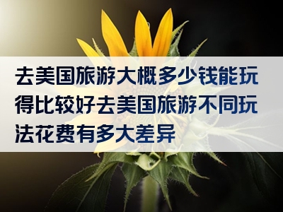 去美国旅游大概多少钱能玩得比较好去美国旅游不同玩法花费有多大差异