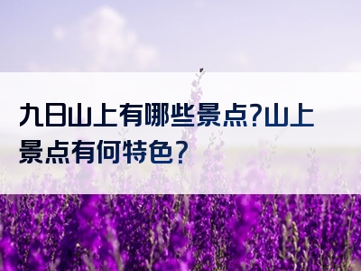 九日山上有哪些景点？山上景点有何特色？