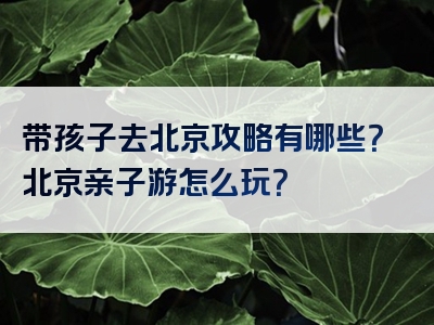 带孩子去北京攻略有哪些？北京亲子游怎么玩？