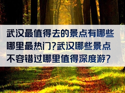 武汉最值得去的景点有哪些哪里最热门？武汉哪些景点不容错过哪里值得深度游？