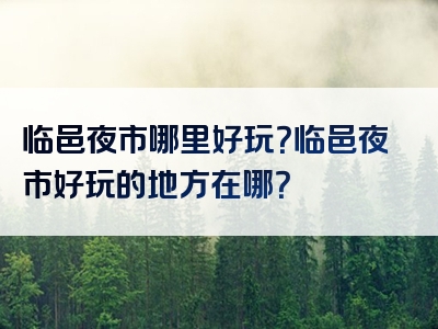 临邑夜市哪里好玩？临邑夜市好玩的地方在哪？